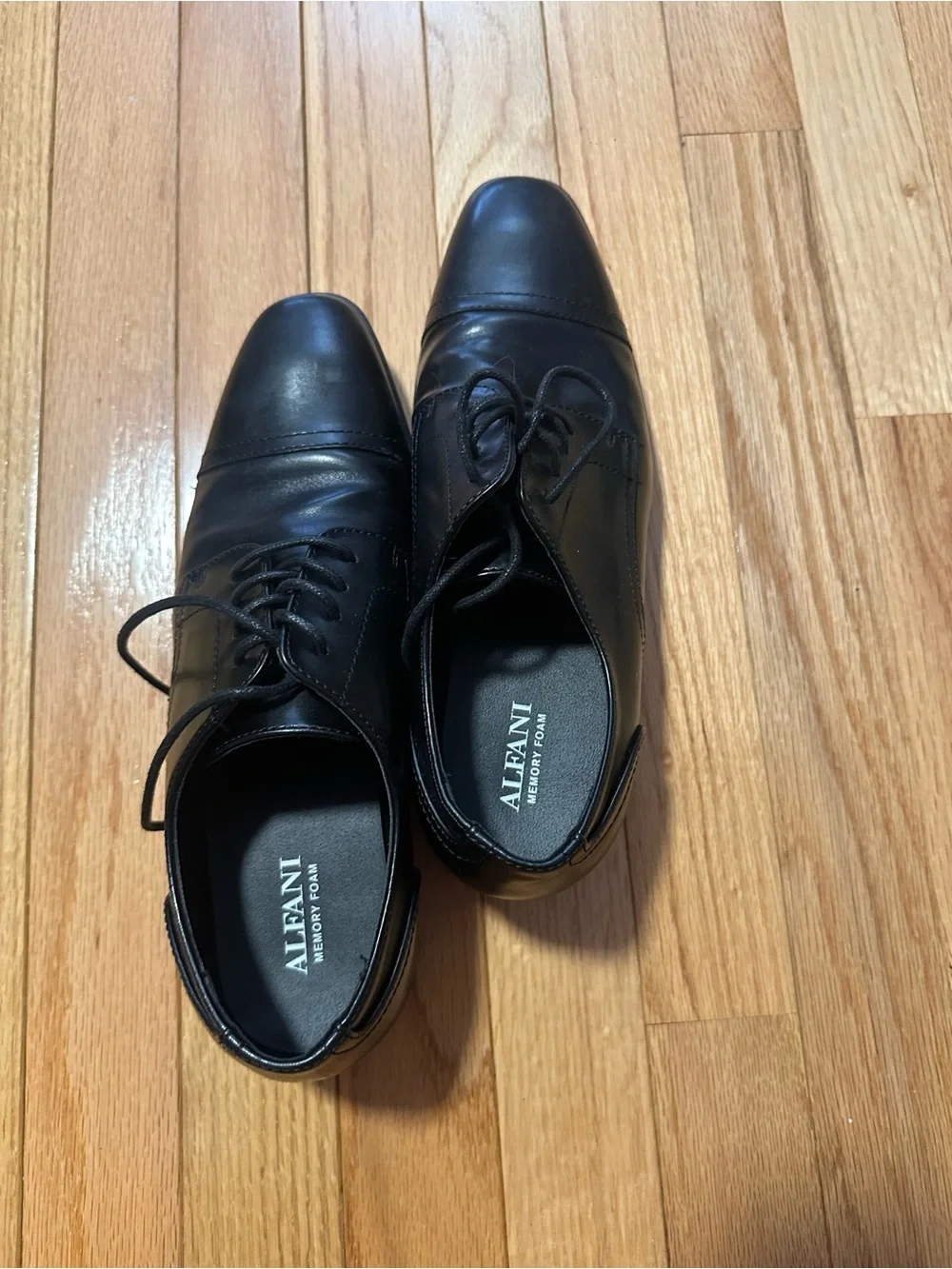 Alfani Black Cap-Toe Leather Derby Shoes Size 7